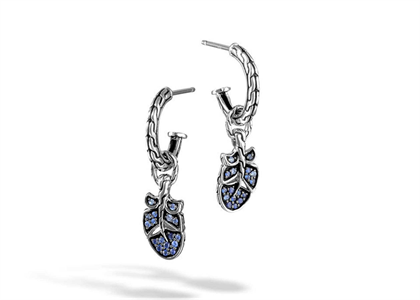 Rhodium Plated Gemstone Hoop Earring